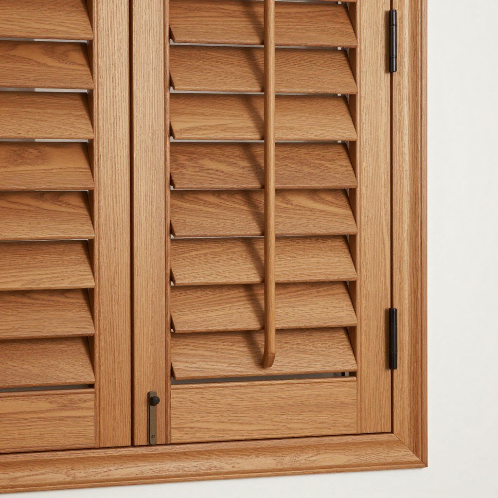 natural wood plantation shutters
