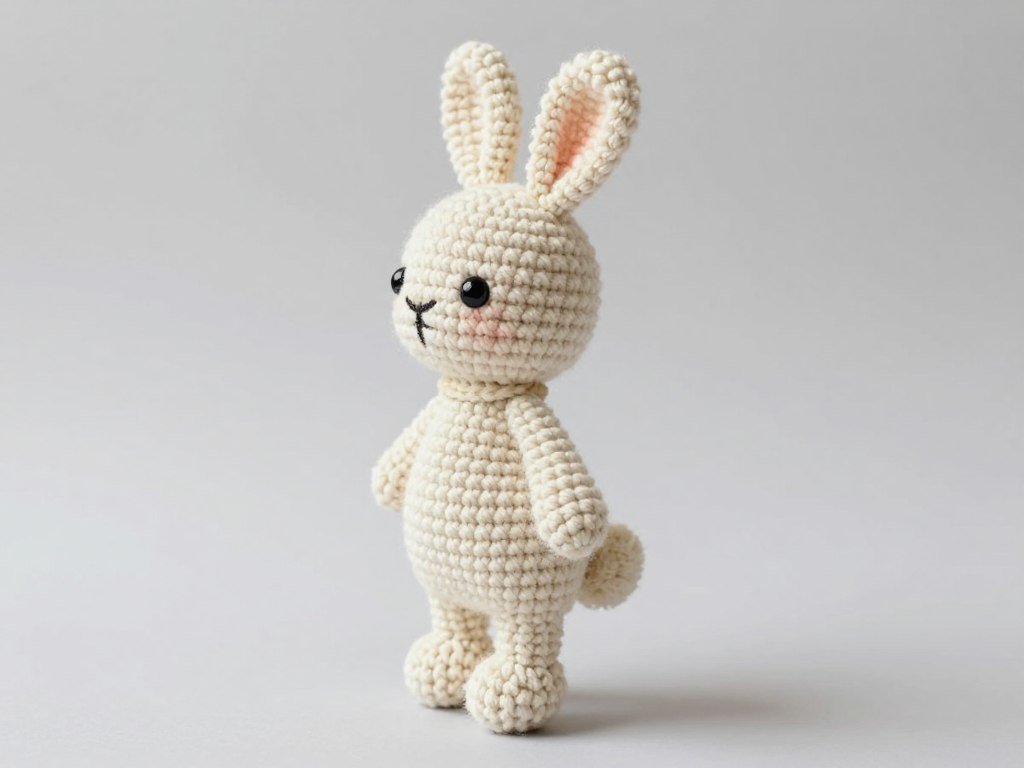 nearly complete crochet bunny with all parts attached