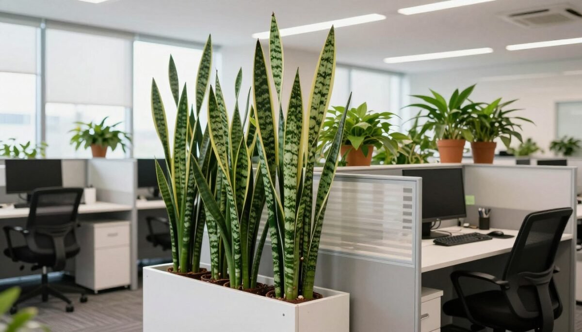 office cubicle with plants creating natural privacy
