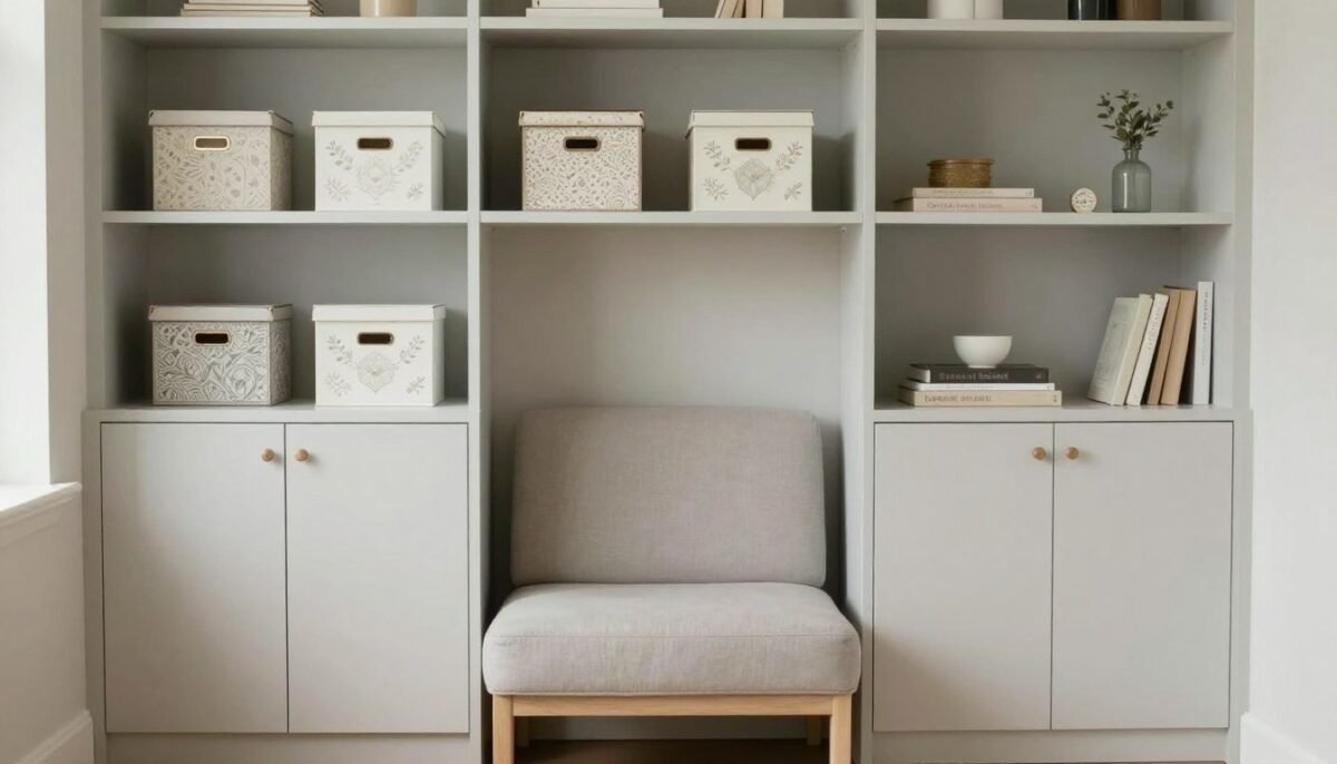 organized clutter-free small living room with hidden storage