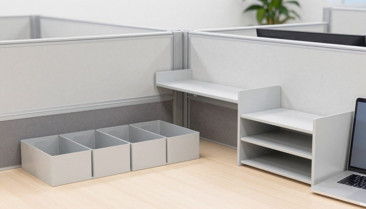 organized cubicle desk with storage solutions organized cubicle desk with storage solutions