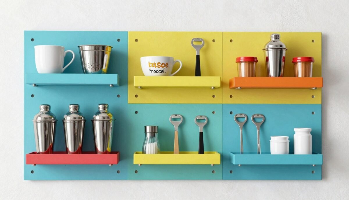 painted pegboard organizing bar tools and accessories