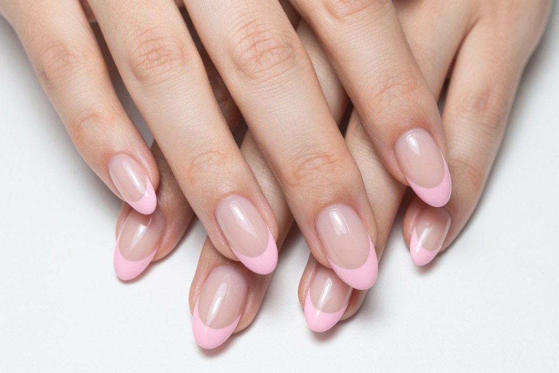 pastel pink french tip summer nails