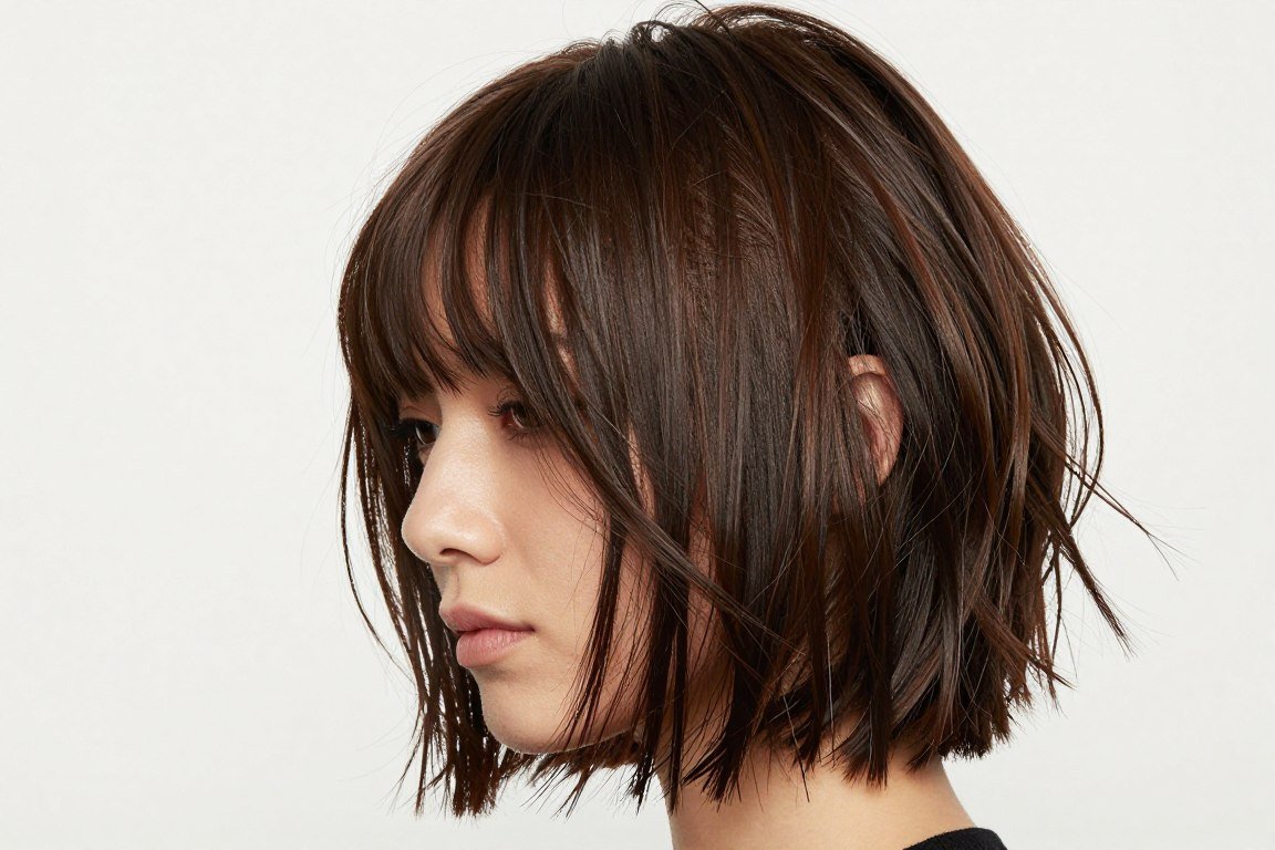 piece-y lob with separated textured strands creating definition