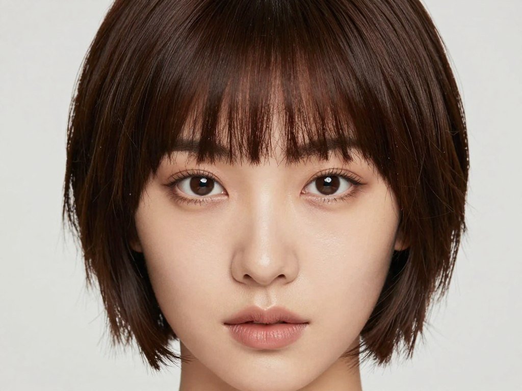 pixie bob with full bangs for diamond face shape