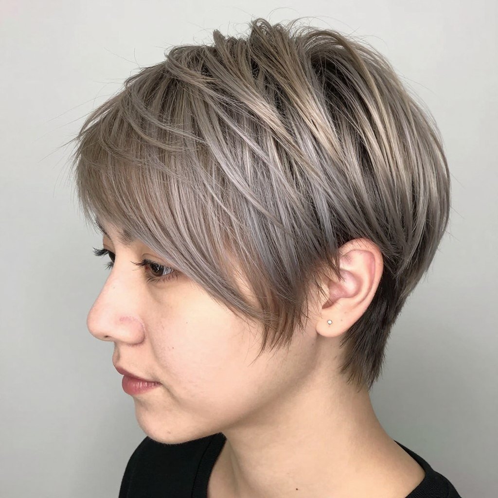 pixie cut with ash blonde balayage