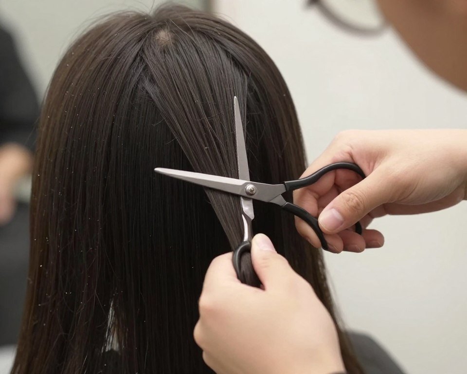 point cutting technique creating choppy textured ends