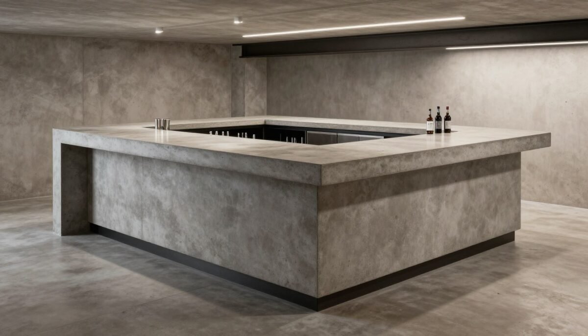 polished concrete bar countertop