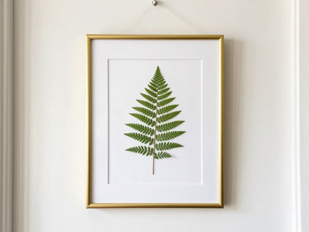 pressed botanical art framed on bedroom door