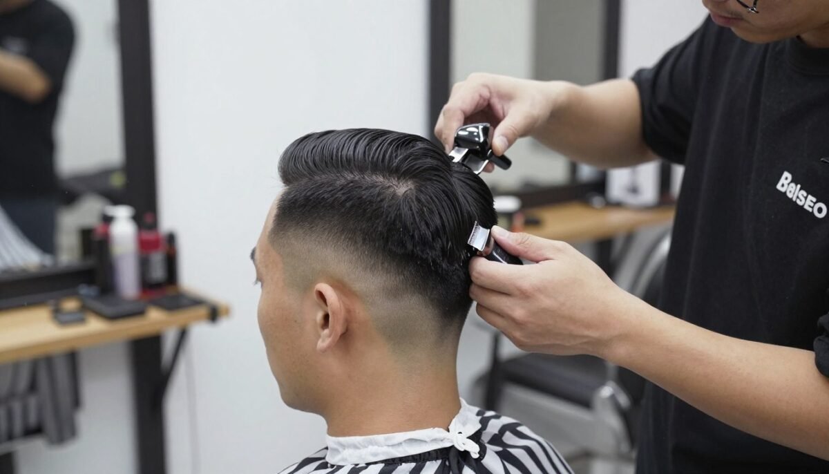 professional barber maintaining slick back fade professional barber maintaining slick back fade