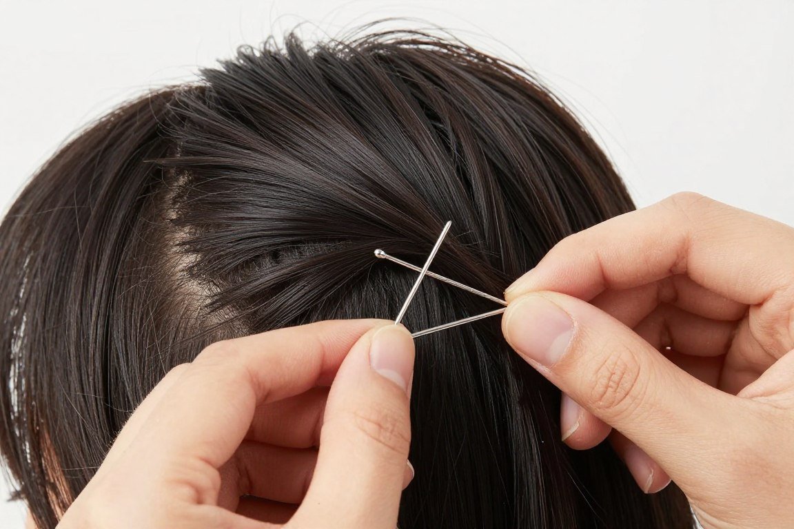 proper bobby pin placement technique for thin hair styling