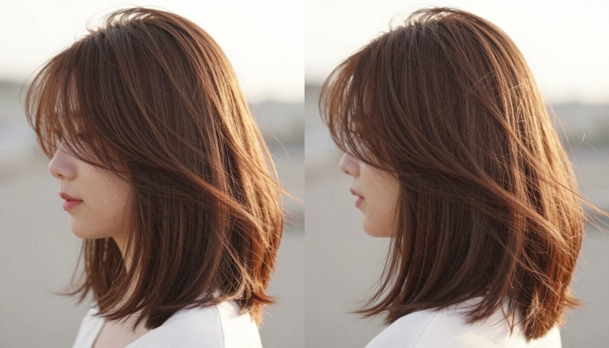razored ends creating soft movement in medium length thin hair