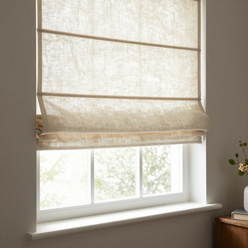 relaxed roman shade with soft bottom curve