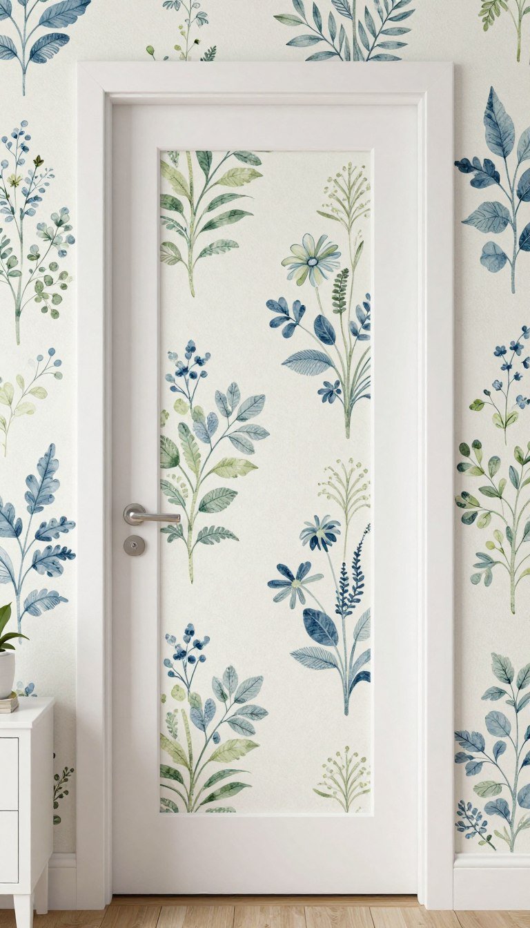 removable wallpaper applied to rental bedroom door