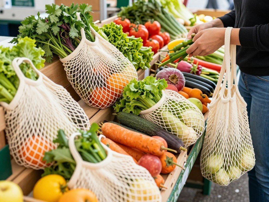 reusable mesh produce bags eco friendly shopping