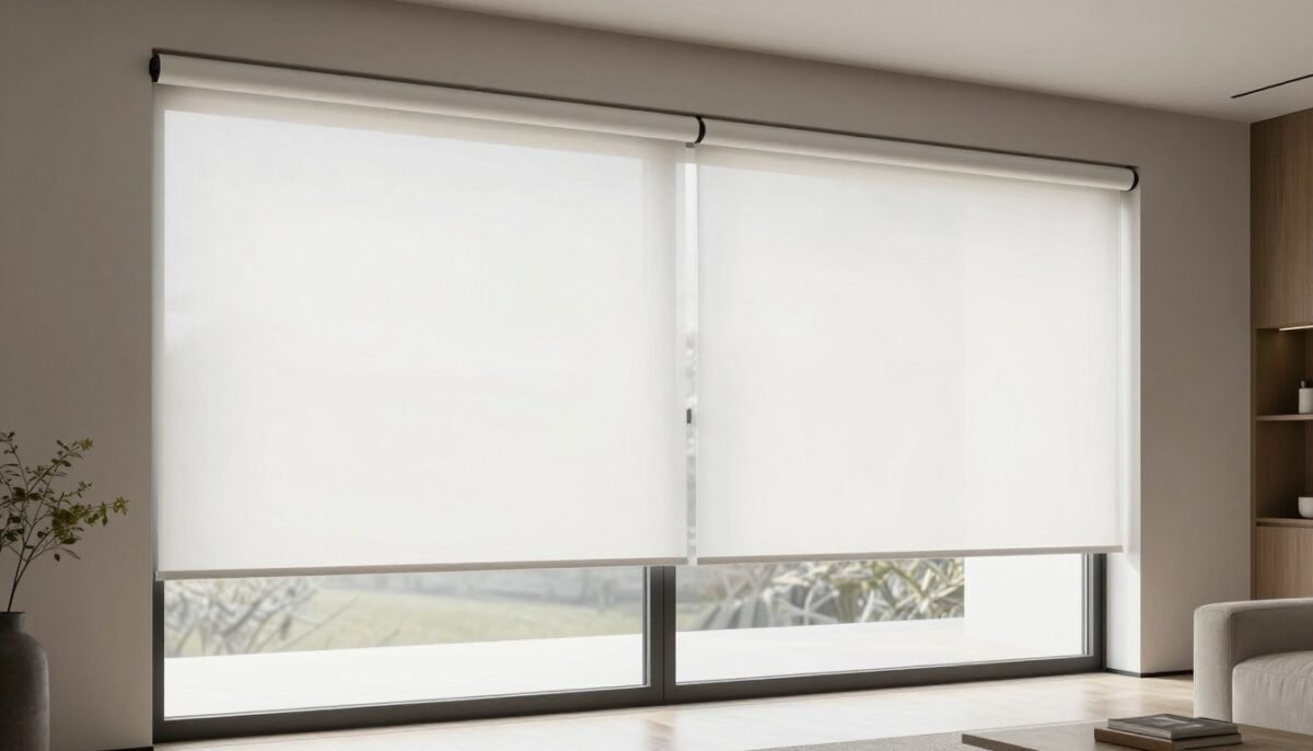 roller shades installed on sliding glass door