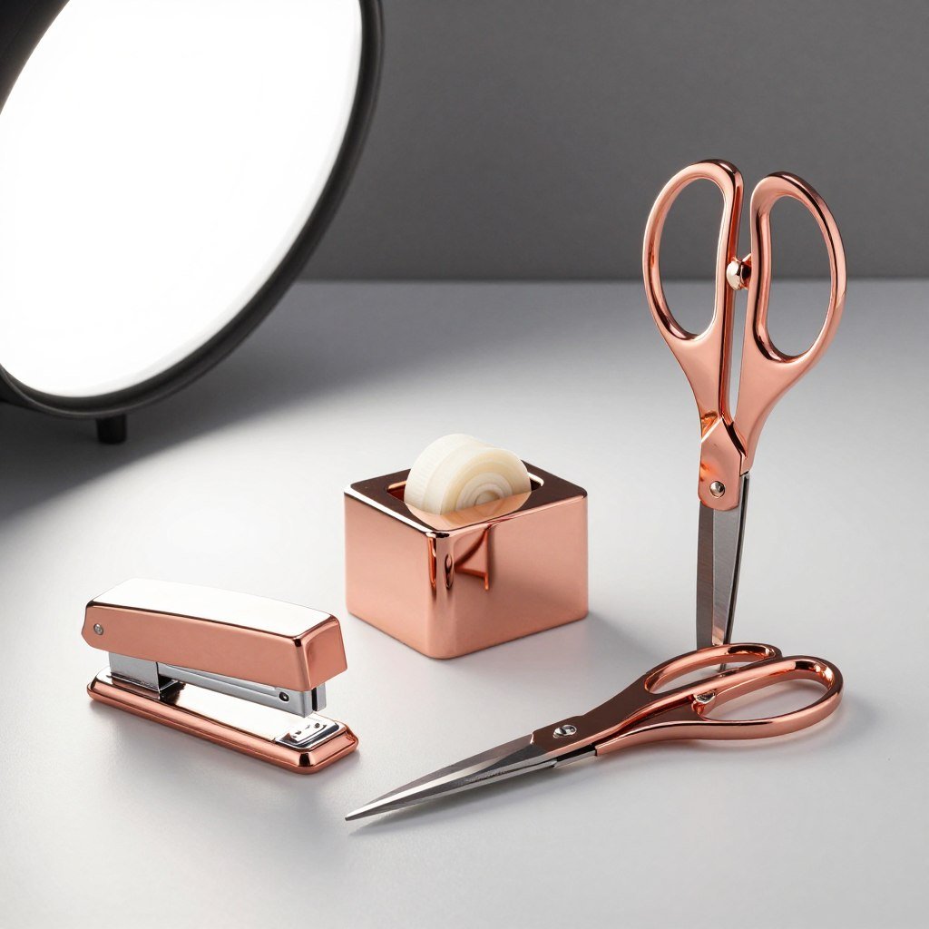 rose gold metal desk accessories