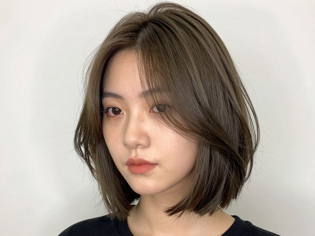 side-parted textured lob square face shape