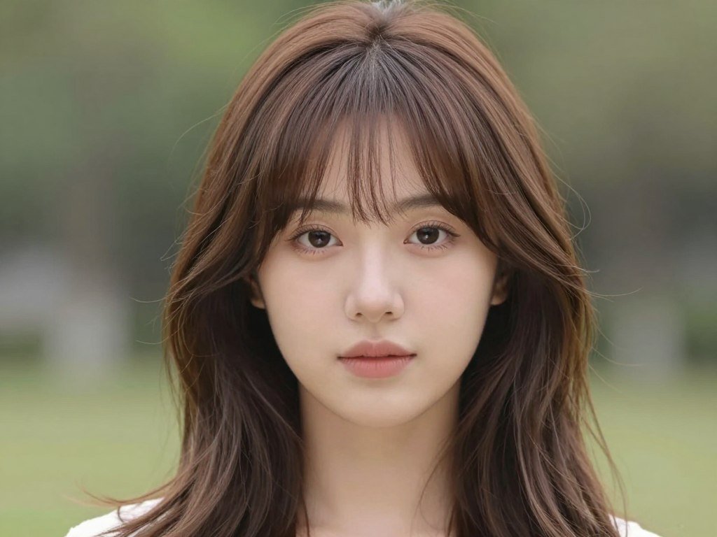 side-swept curtain bangs layered haircut round face