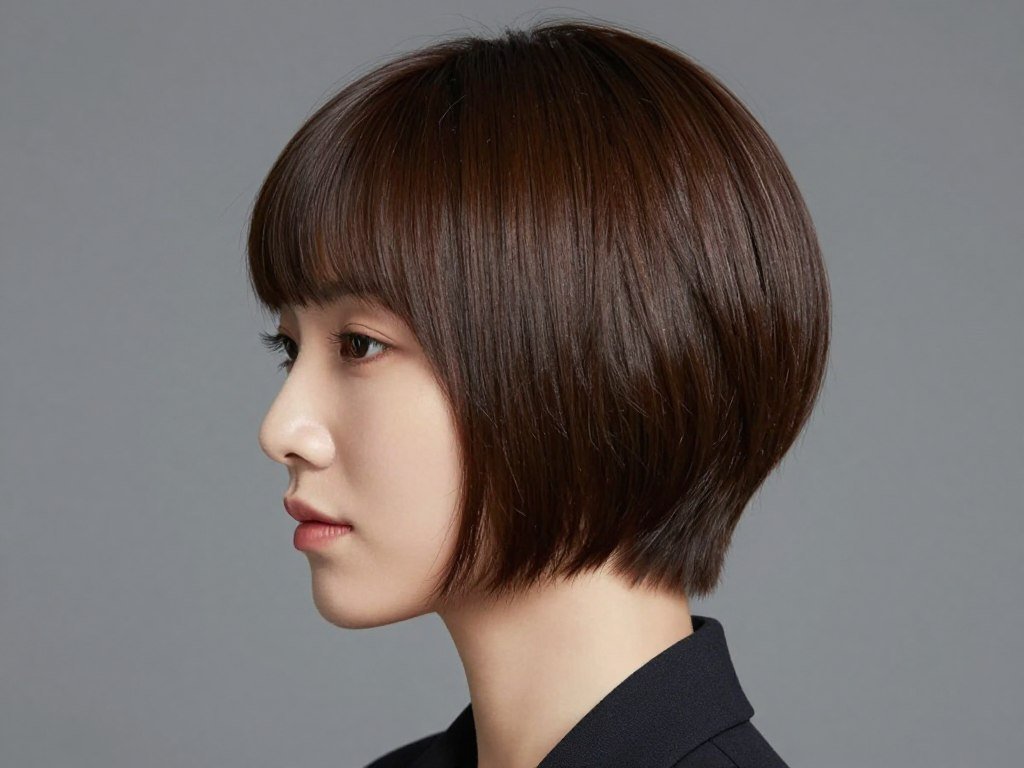 sleek polished pixie bob with professional side part