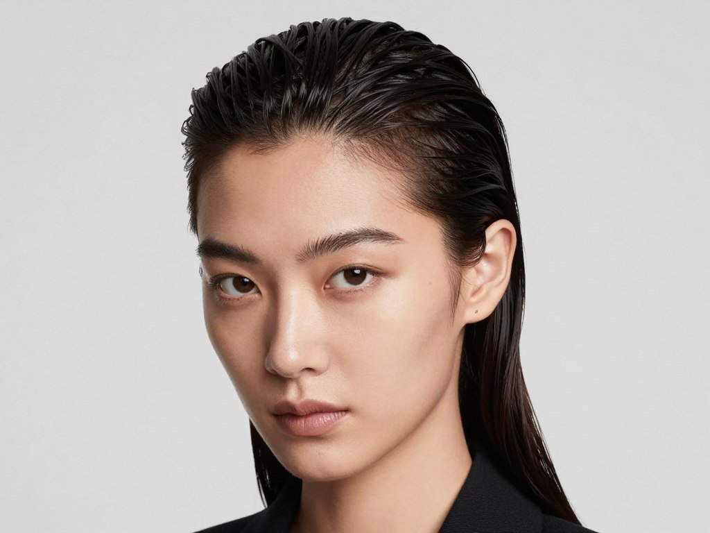 slicked back hairstyle with volume for thin hair