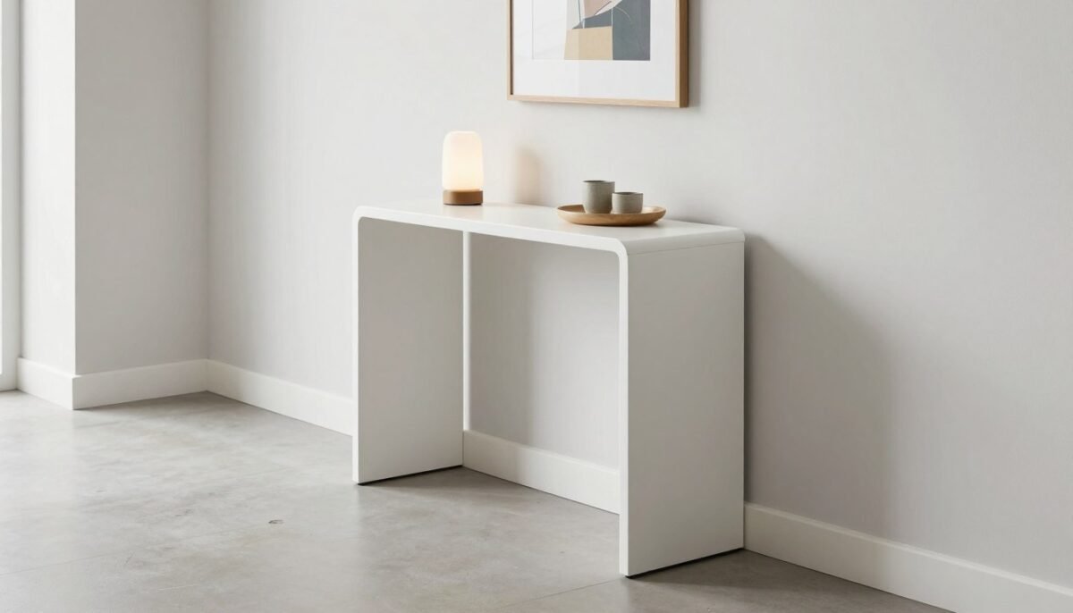 slim console table in narrow hallway with minimal depth