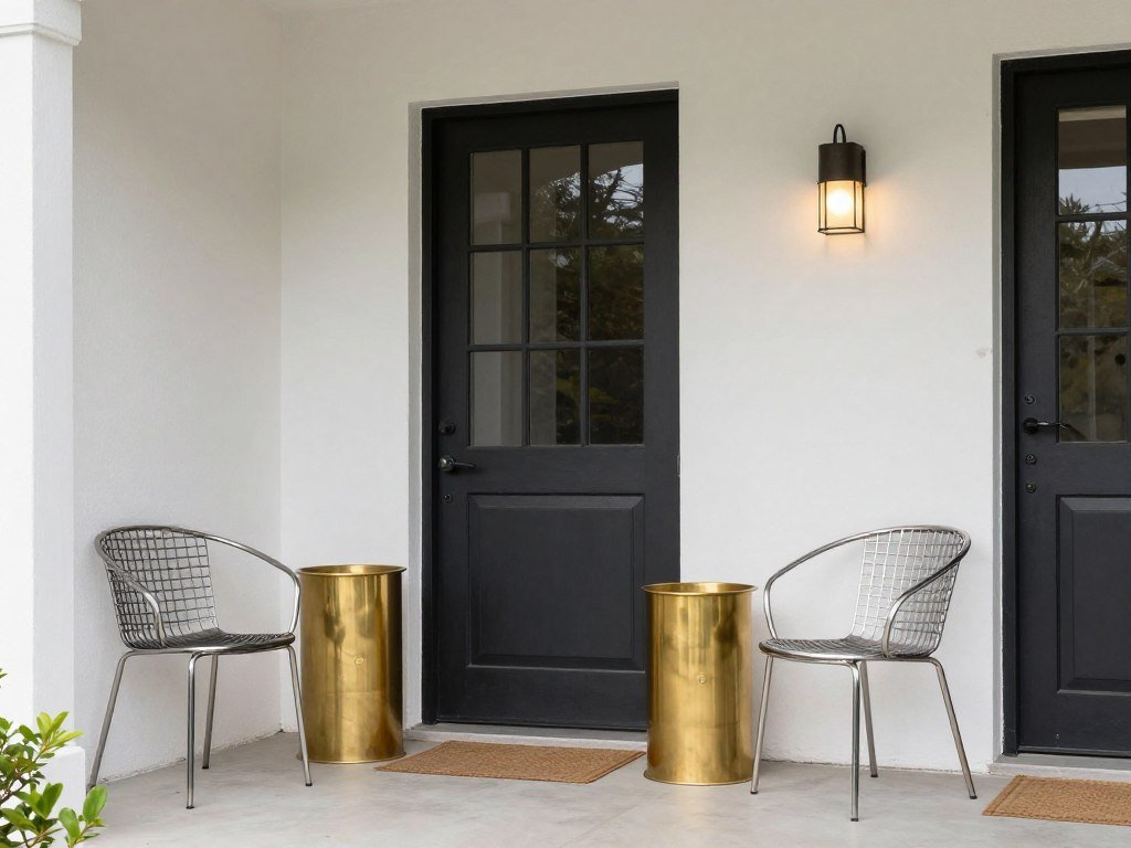 small front porch featuring mixed metal finishes in fixtures and furniture
