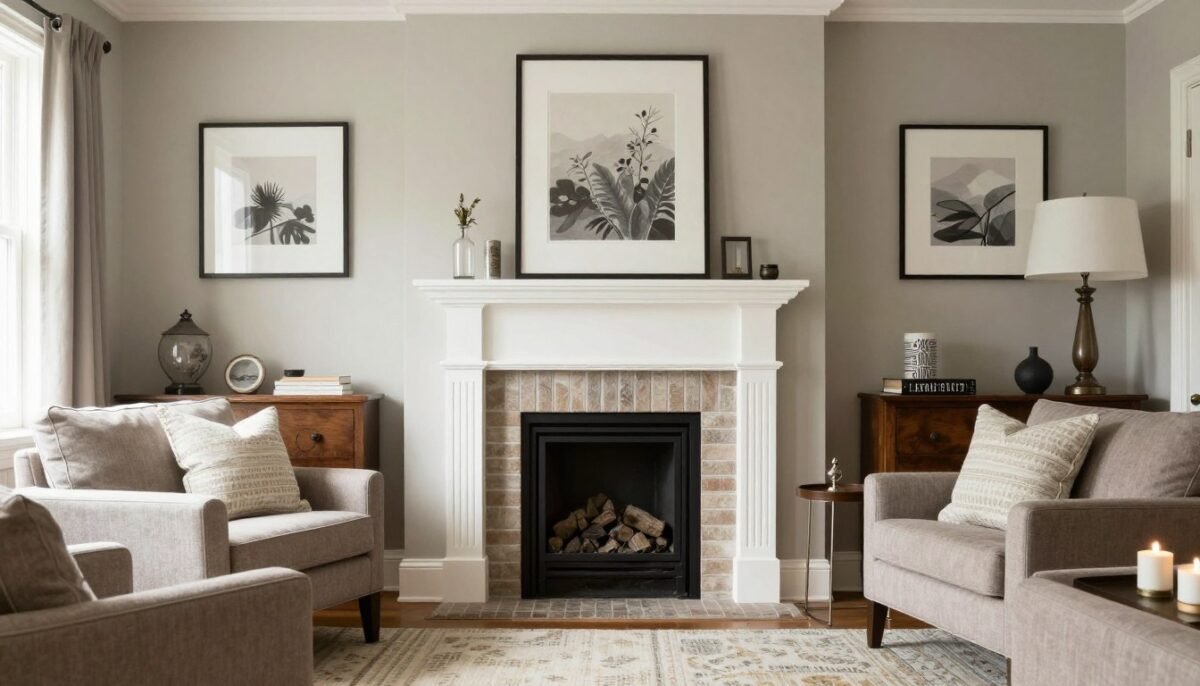 small living room with clear focal point fireplace