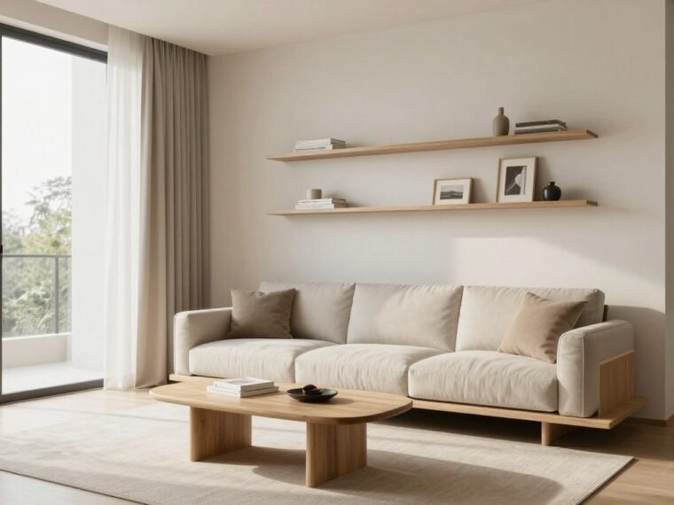 small sitting room ideas with multifunctional furniture and light colors