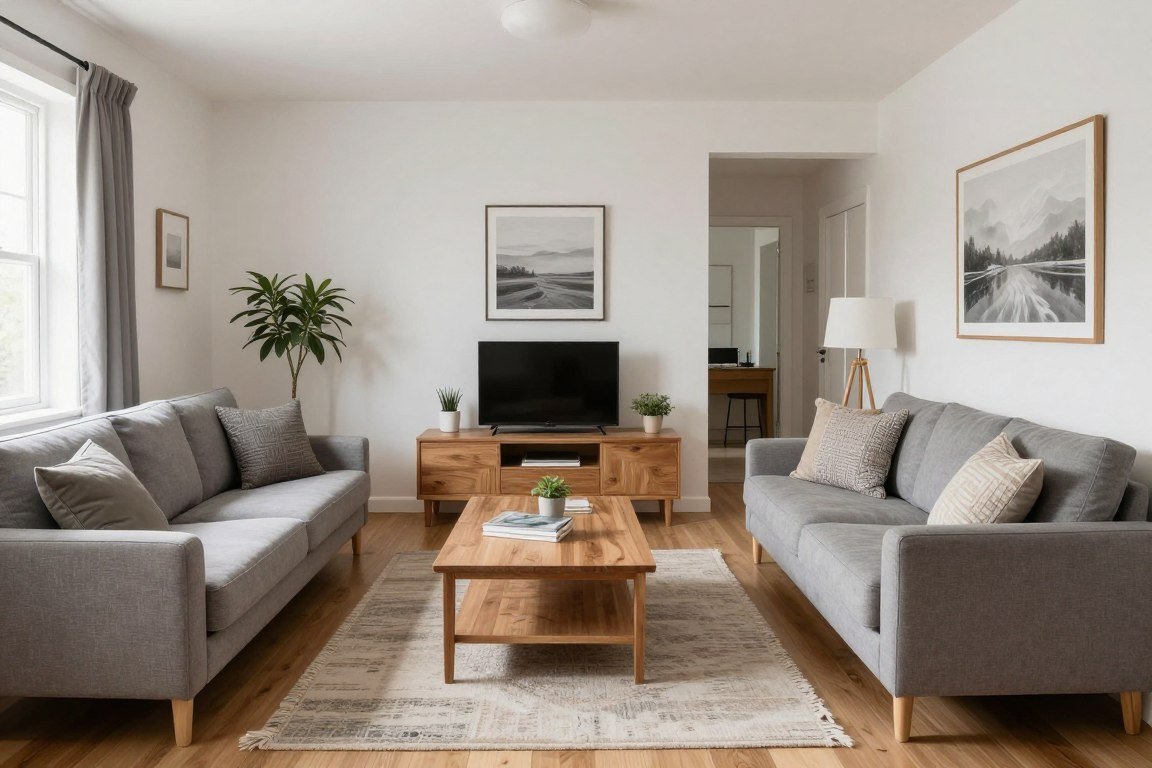 small sitting room with smart furniture arrangement