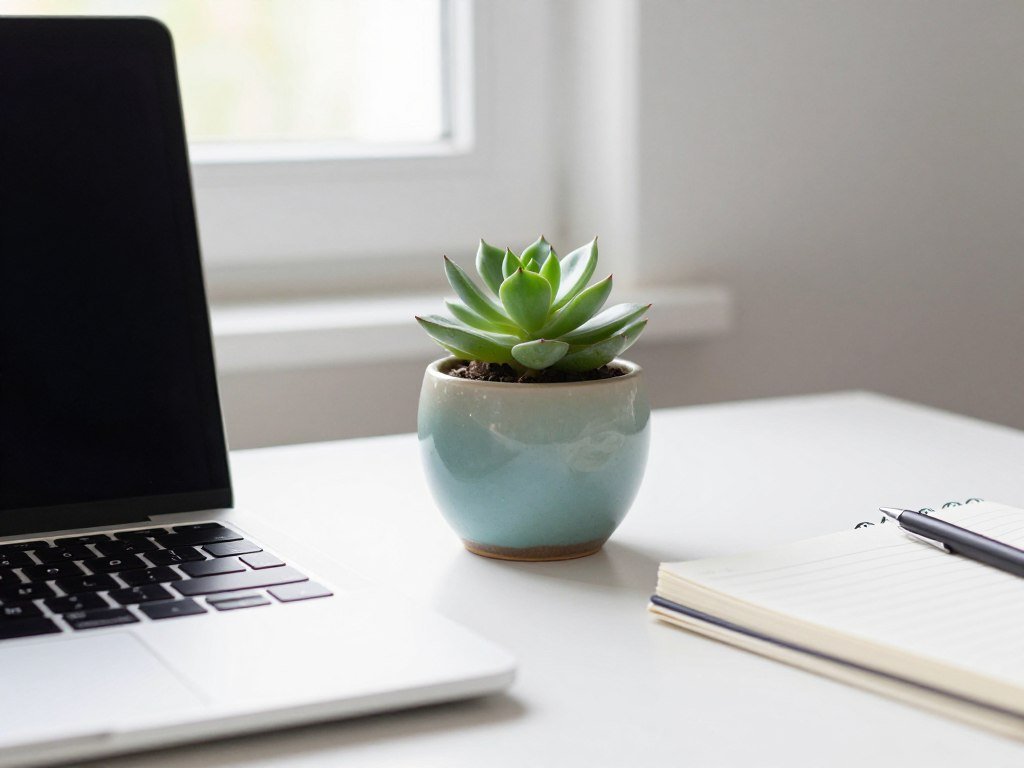 small succulent plant ceramic pot desk decor