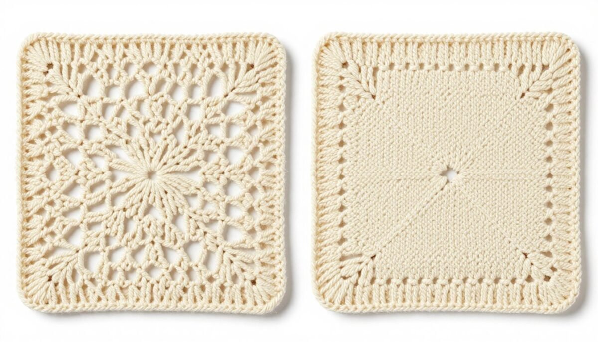 solid granny square comparison showing traditional versus solid version