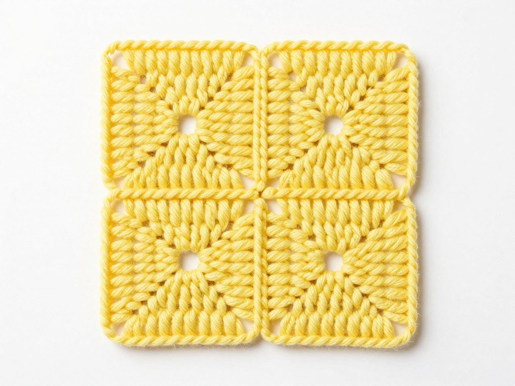 solid granny square round one complete showing four corners