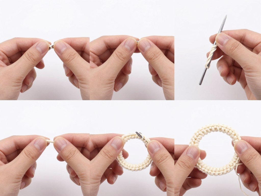 step-by-step magic circle crochet technique demonstration