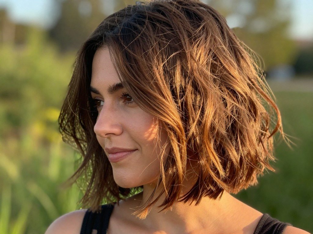 styled choppy ends showing piece-y texture and movement