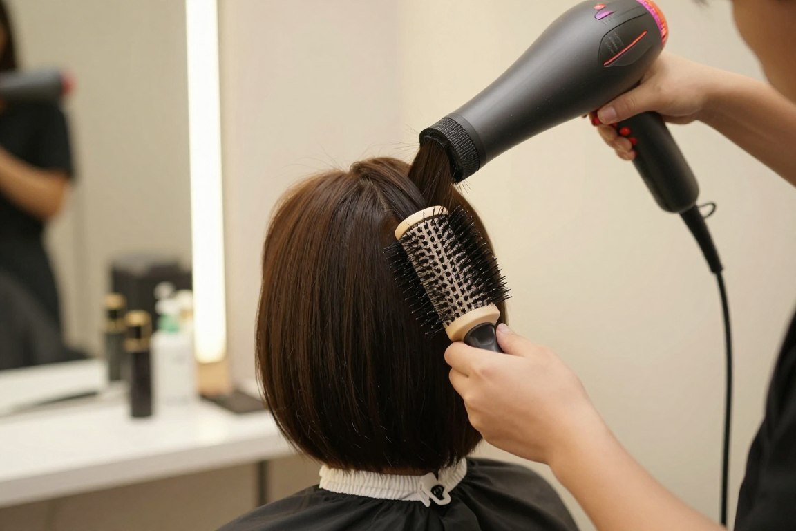 styling angled bob to maximize crown volume