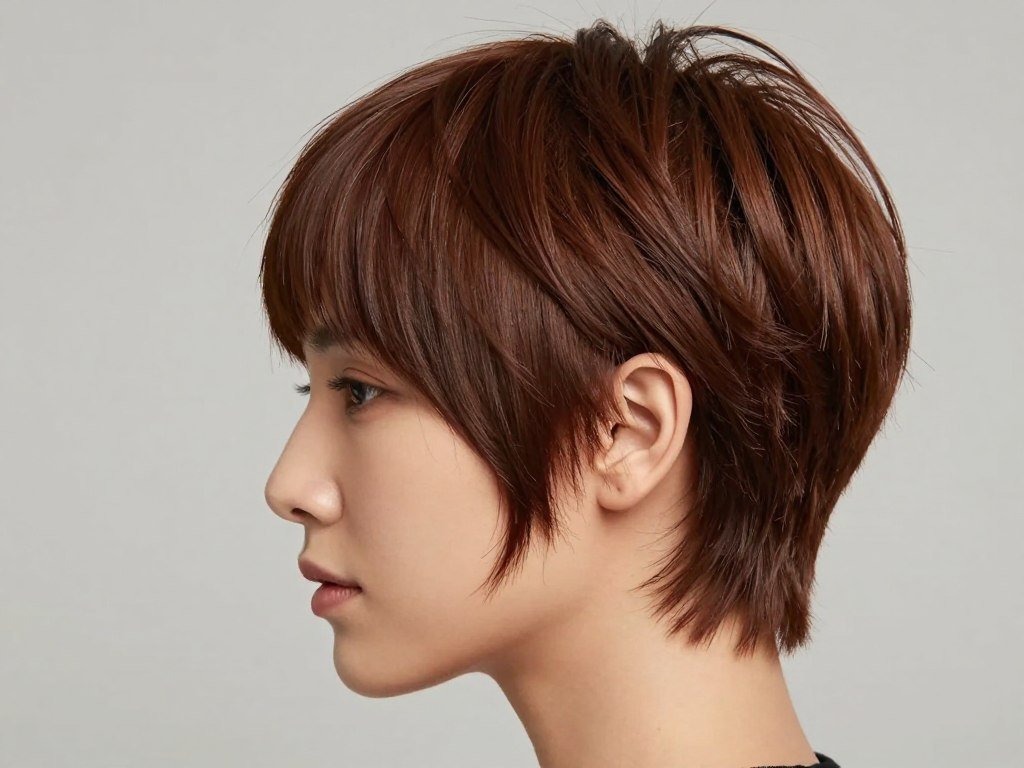 tapered pixie haircut with side swept bangs for fine hair