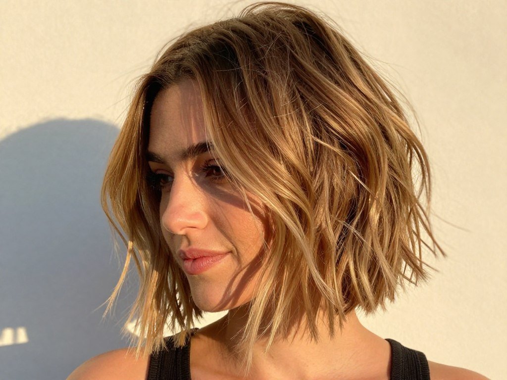 textured bob with razored ends for fine hair volume