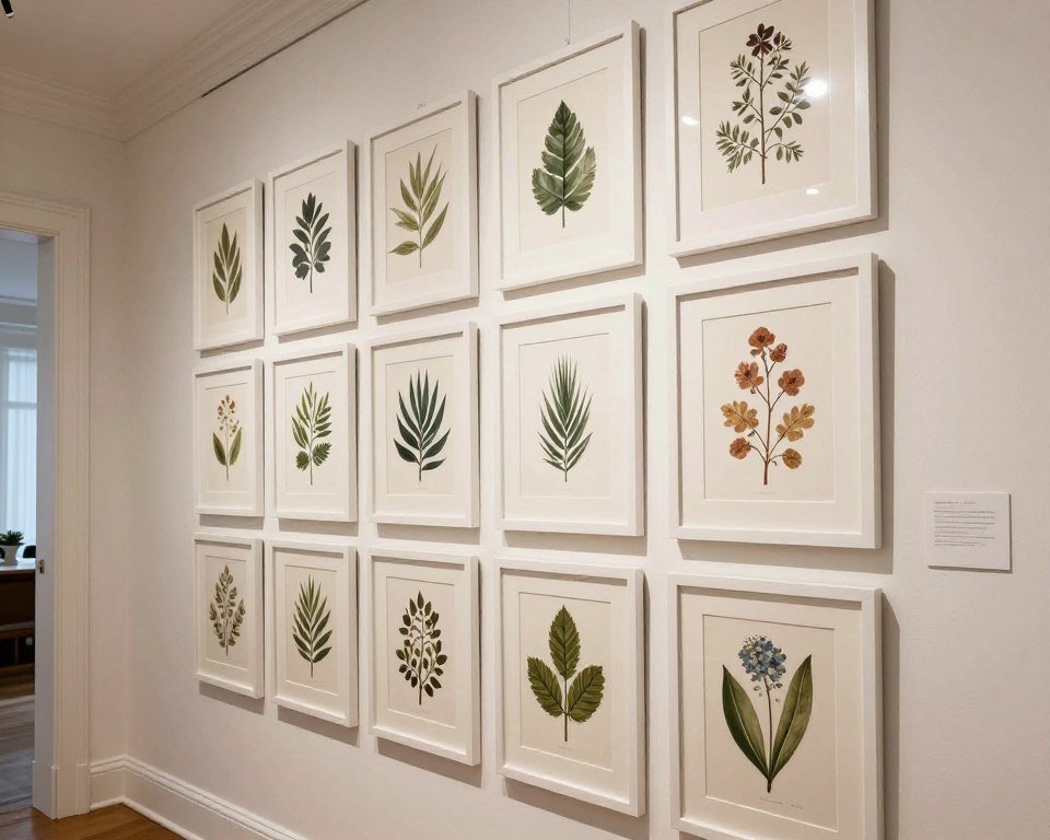 themed gallery wall in hallway showing cohesive collection