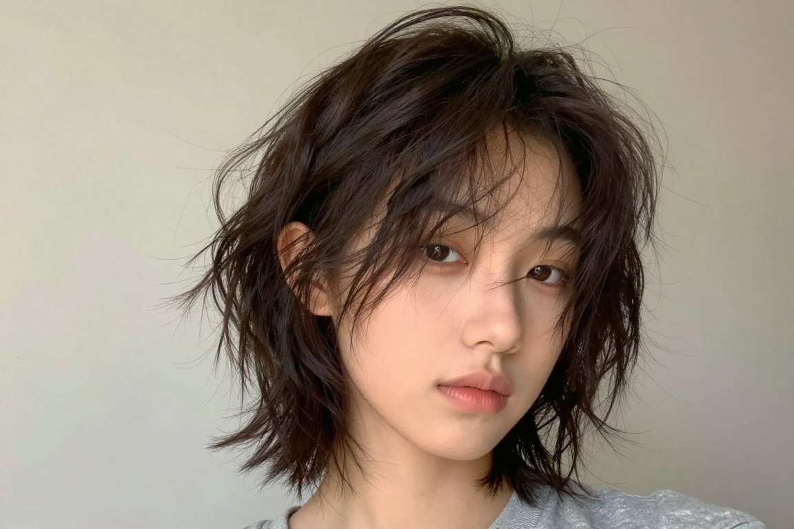 tousled bedhead lob with messy textured finish