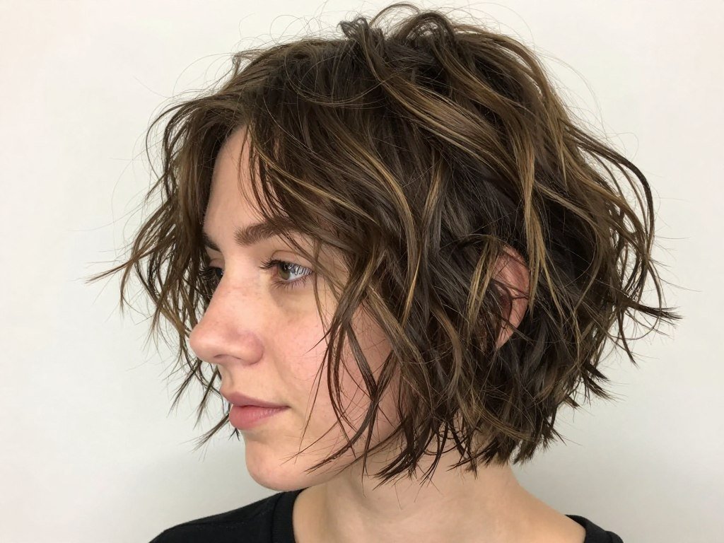 tousled textured pixie bob for square face shape