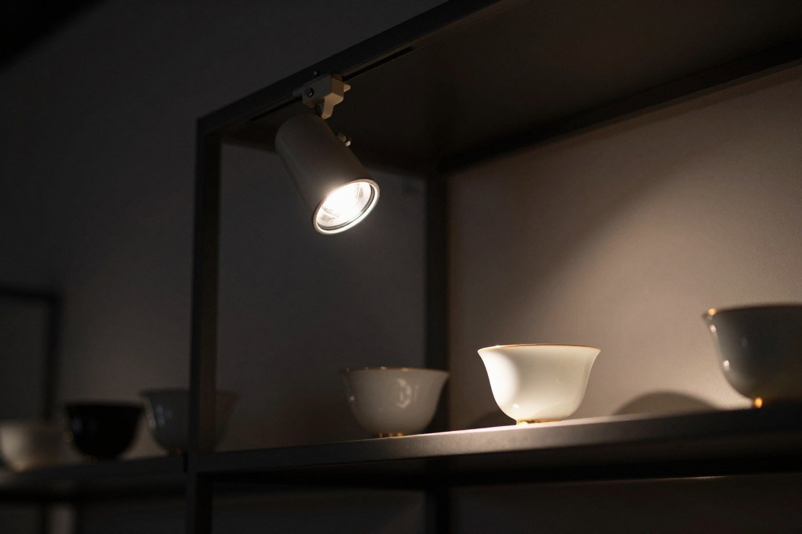track lighting spotlighting featured tea cup in collection