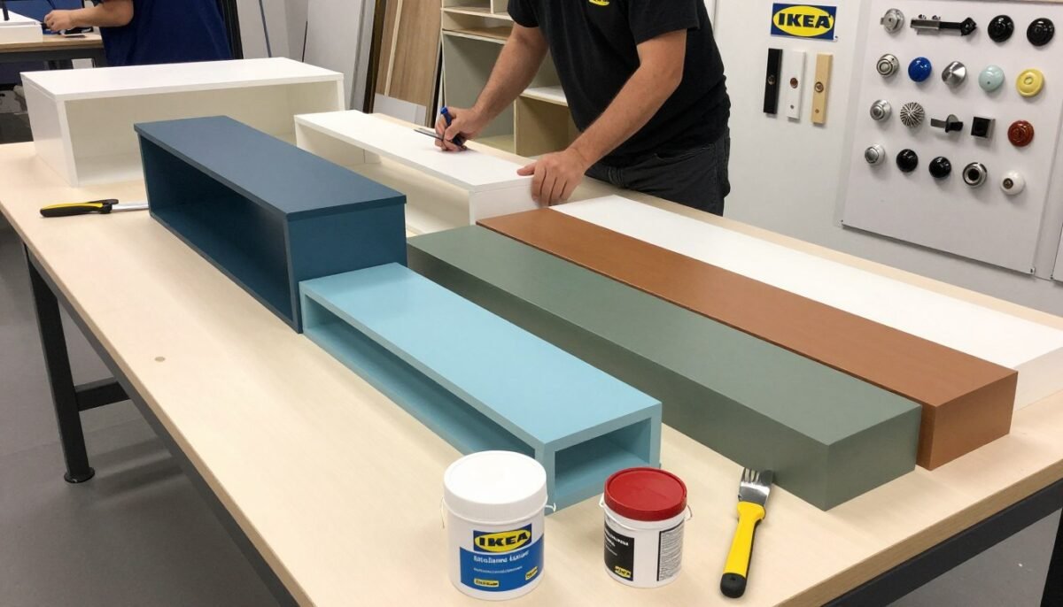 various IKEA furniture pieces being customized with paint and new hardware various IKEA furniture pieces being customized with paint and new hardware