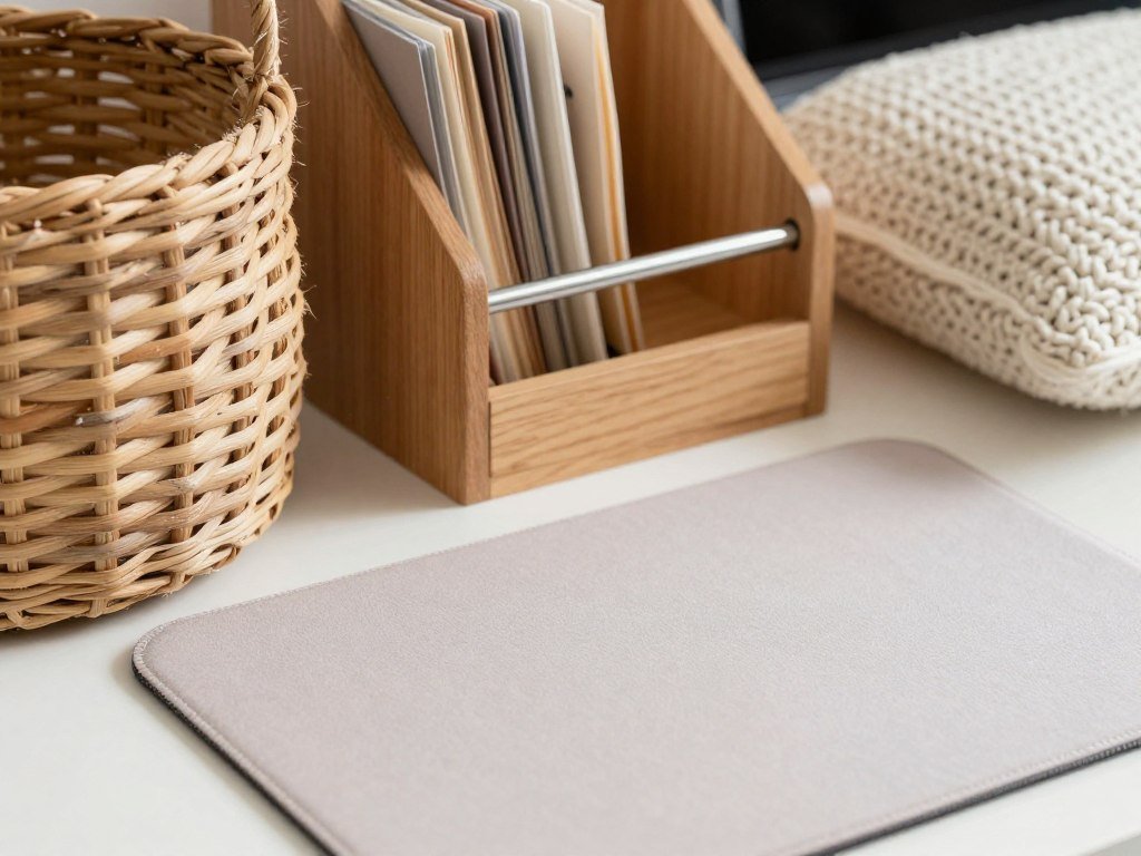various textures in cozy office cubicle
