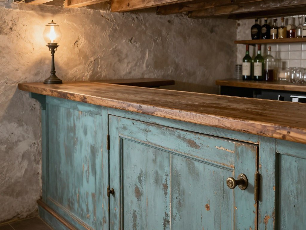 vintage door converted to bar countertop