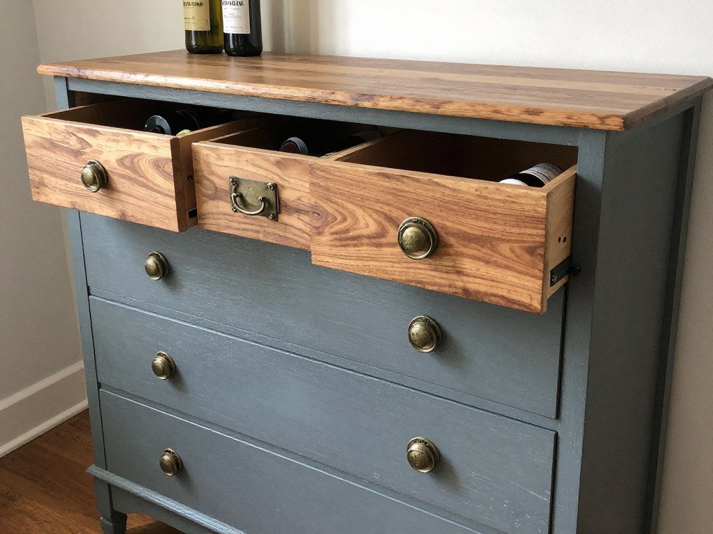vintage dresser converted into basement bar