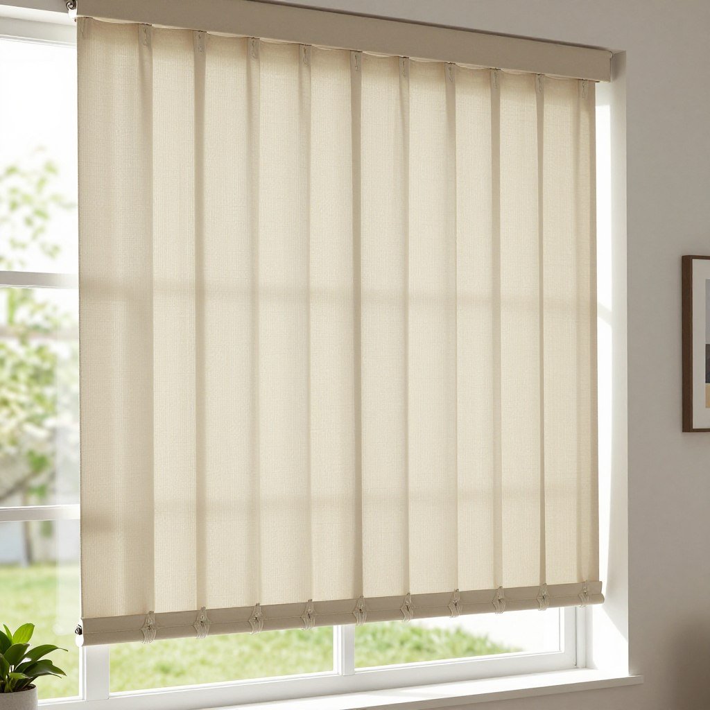 vinyl vertical blinds in neutral tone