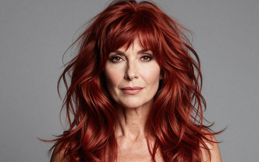 voluminous red long shag with layers