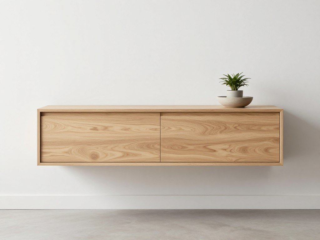 wall-mounted floating console in narrow hallway