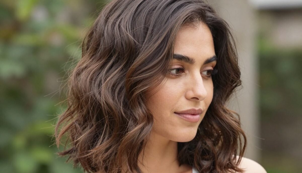 wavy lob showcasing natural texture and movement in thin hair